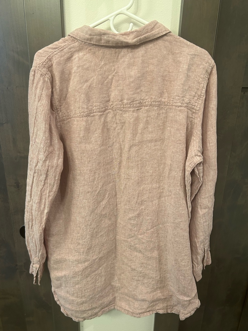 Sigrid Olsen Linen Tunic shirt size XL Cranberry color Button up  -lovely! - Picture 3 of 6